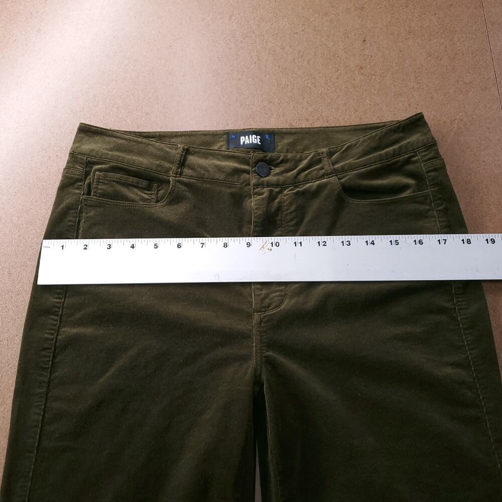 Paige Genevieve Flare Corduroy Pants Stretch Women 30 Dk Brushed Olive 70s Boho - Picture 10 of 15